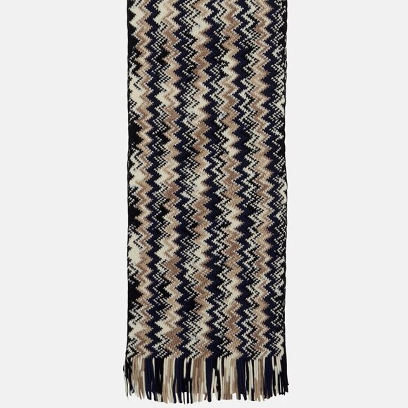 New Missoni Unisex Sciarpa Zig Zag Fringes Wool Blend Multicolor Scarf 30x190 - Picture 5 of 13